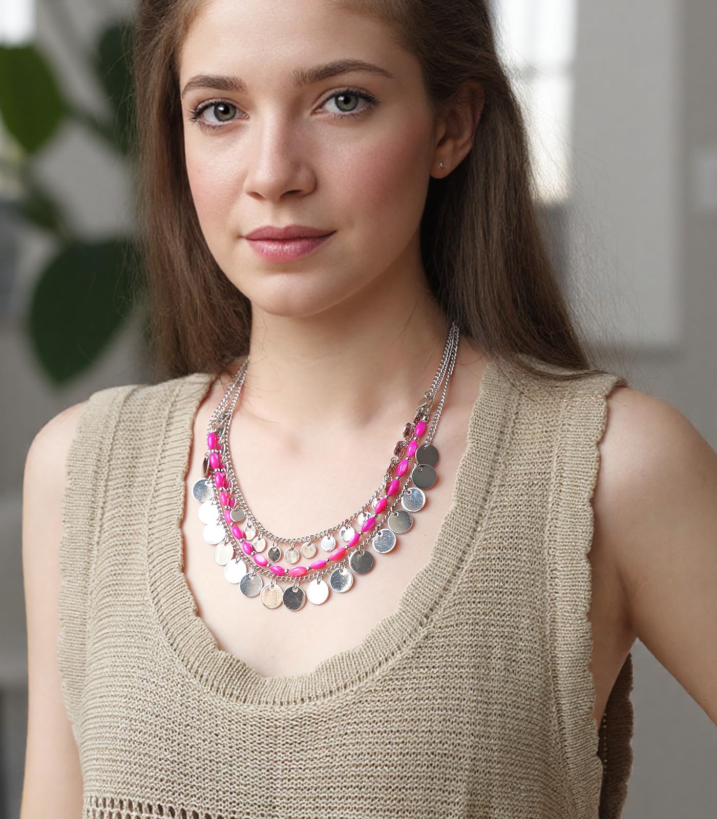 Boho Two-color Shell Layered Chunky Statement Necklace