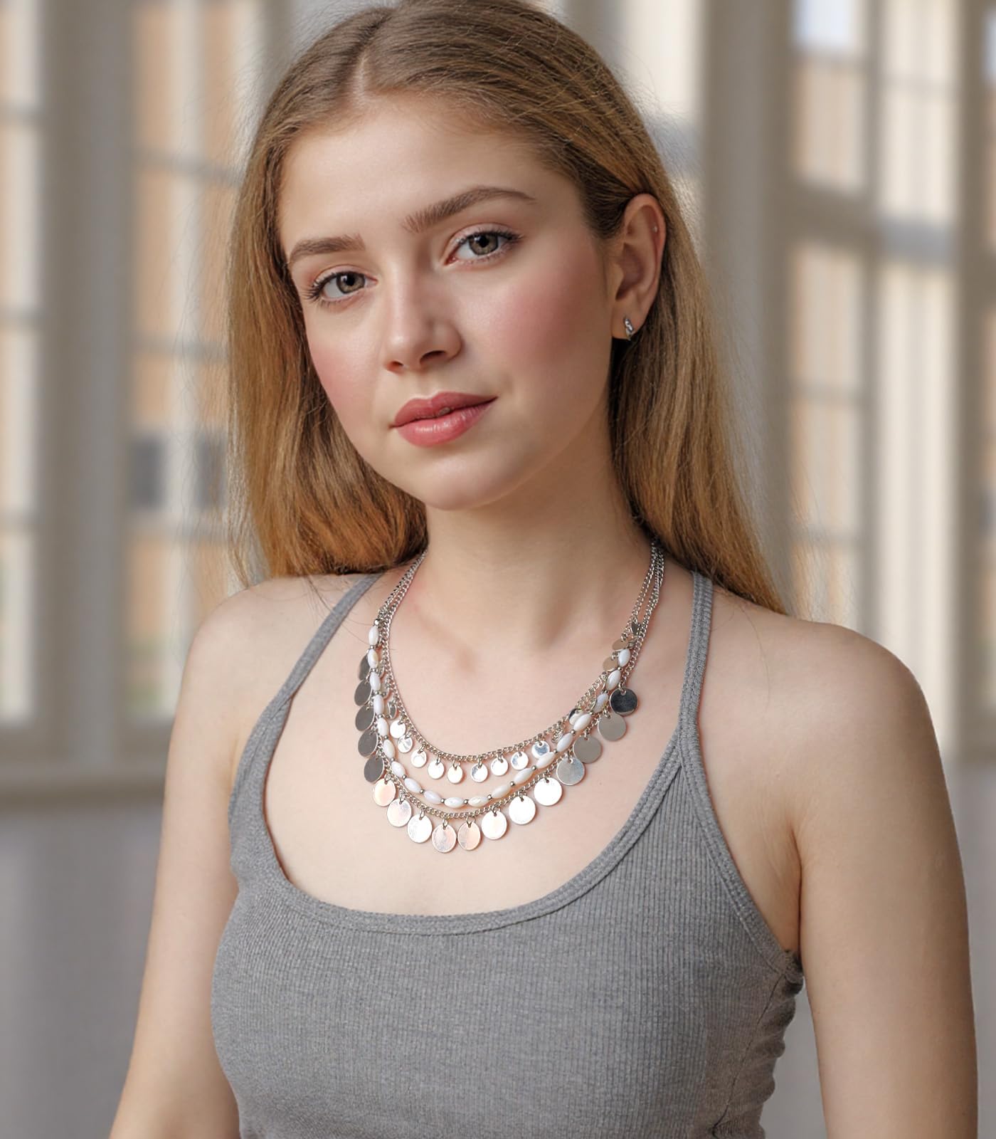 Boho Two-color Shell Layered Chunky Statement Necklace
