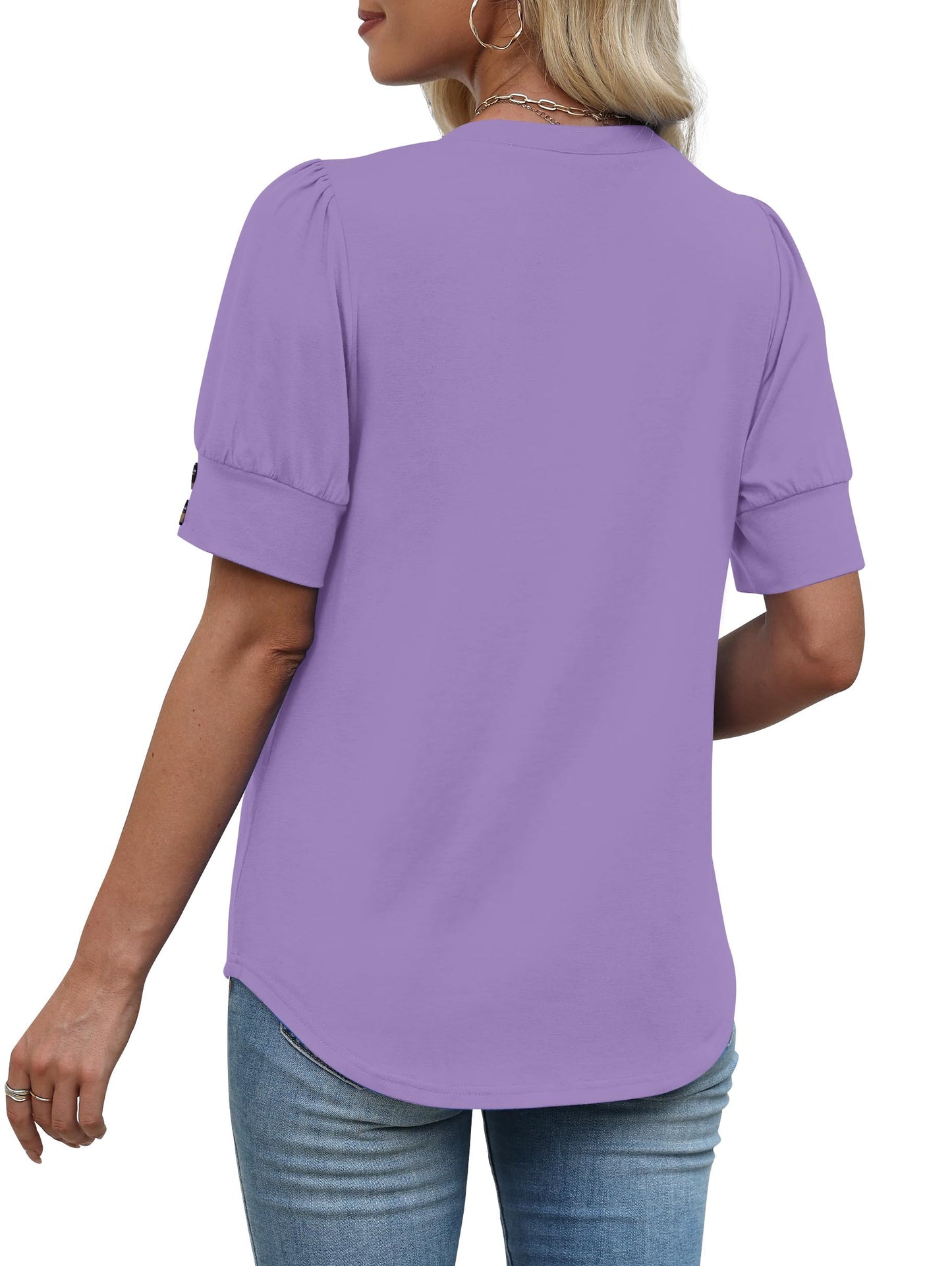 Womens Dressy Casual Short Sleeve V-Neck Shirts