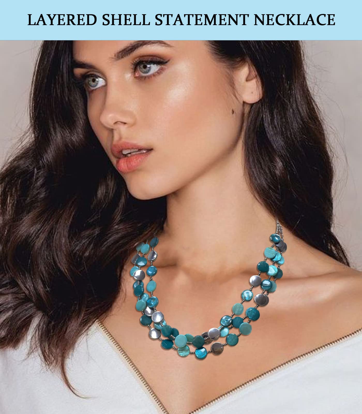 Boho Two-color Shell Layered Chunky Statement Necklace