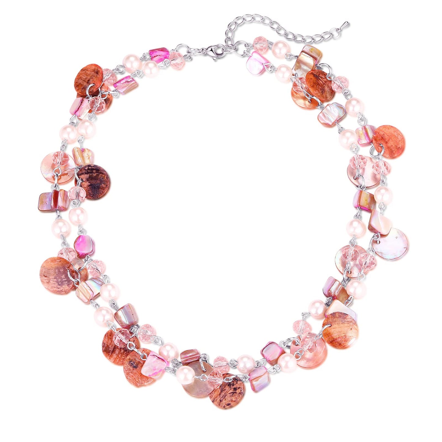 Boho Two-color Shell Layered Chunky Statement Necklace