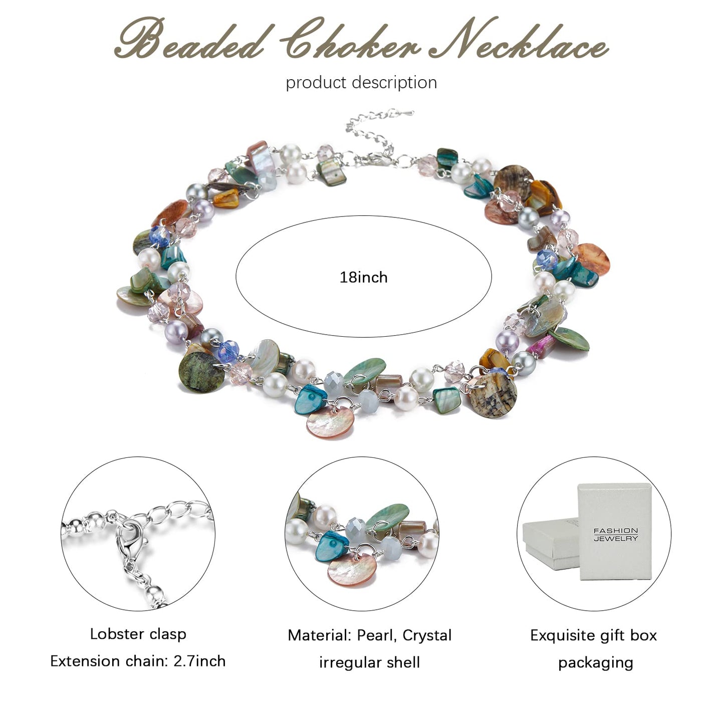 Boho Two-color Shell Layered Chunky Statement Necklace