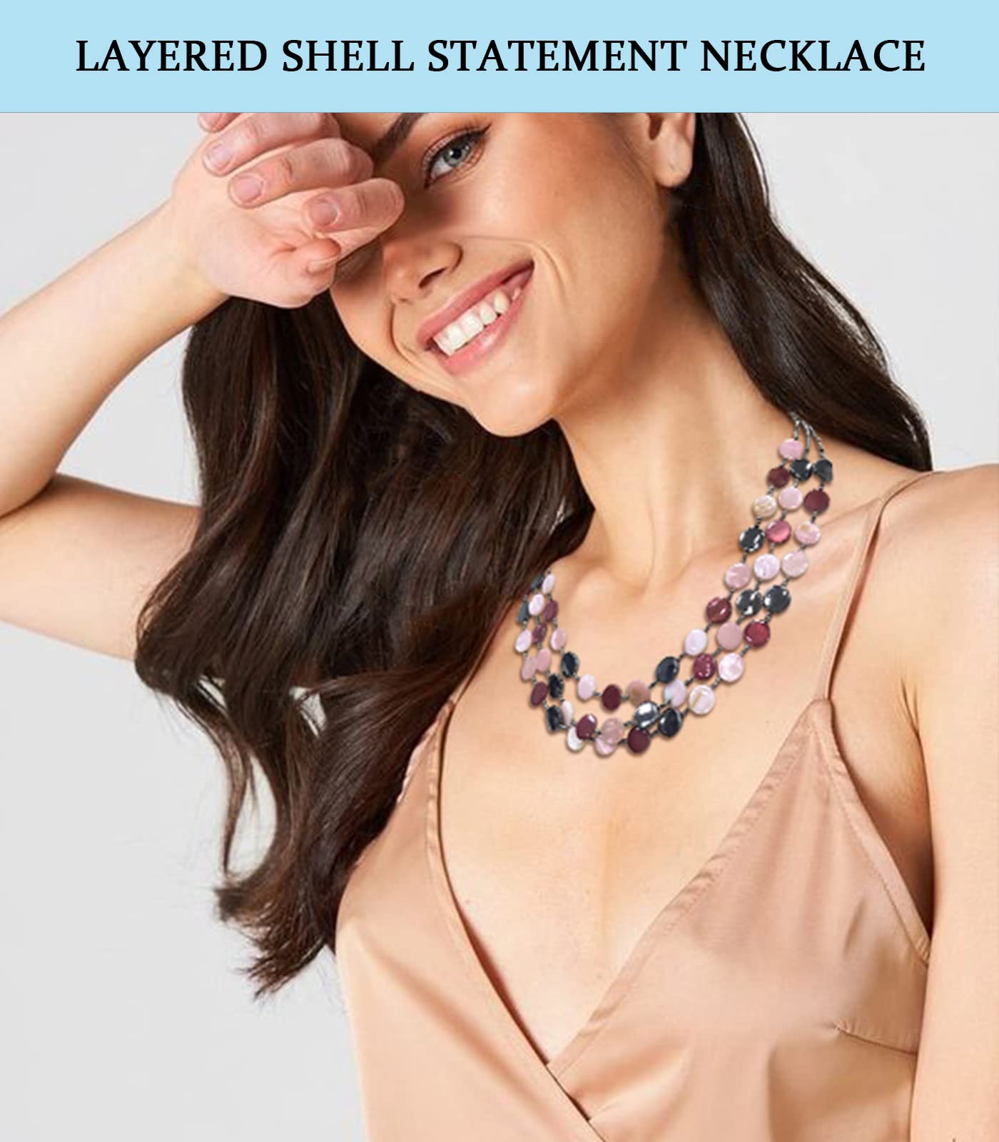 Boho Two-color Shell Layered Chunky Statement Necklace