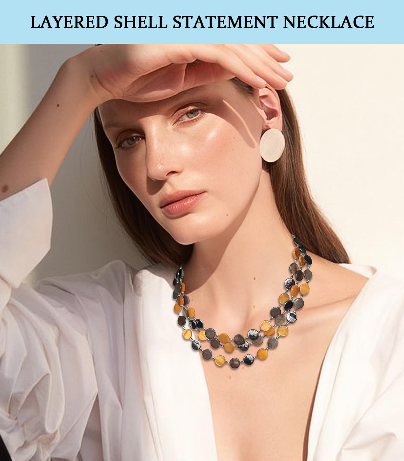 Boho Two-color Shell Layered Chunky Statement Necklace