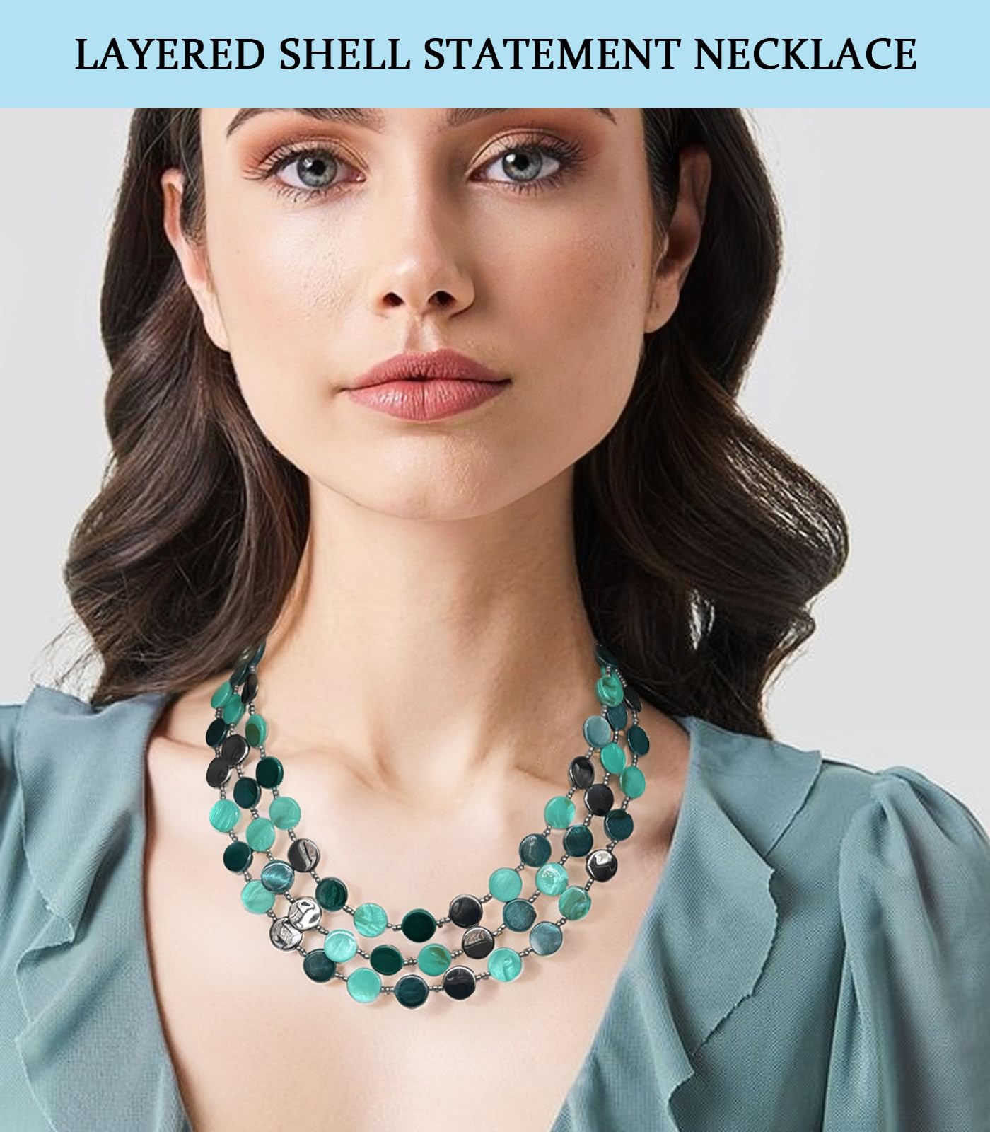Boho Two-color Shell Layered Chunky Statement Necklace