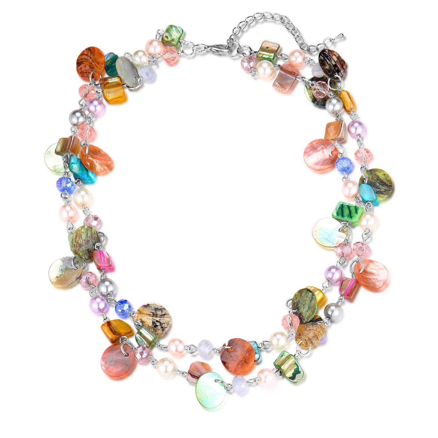 Boho Two-color Shell Layered Chunky Statement Necklace