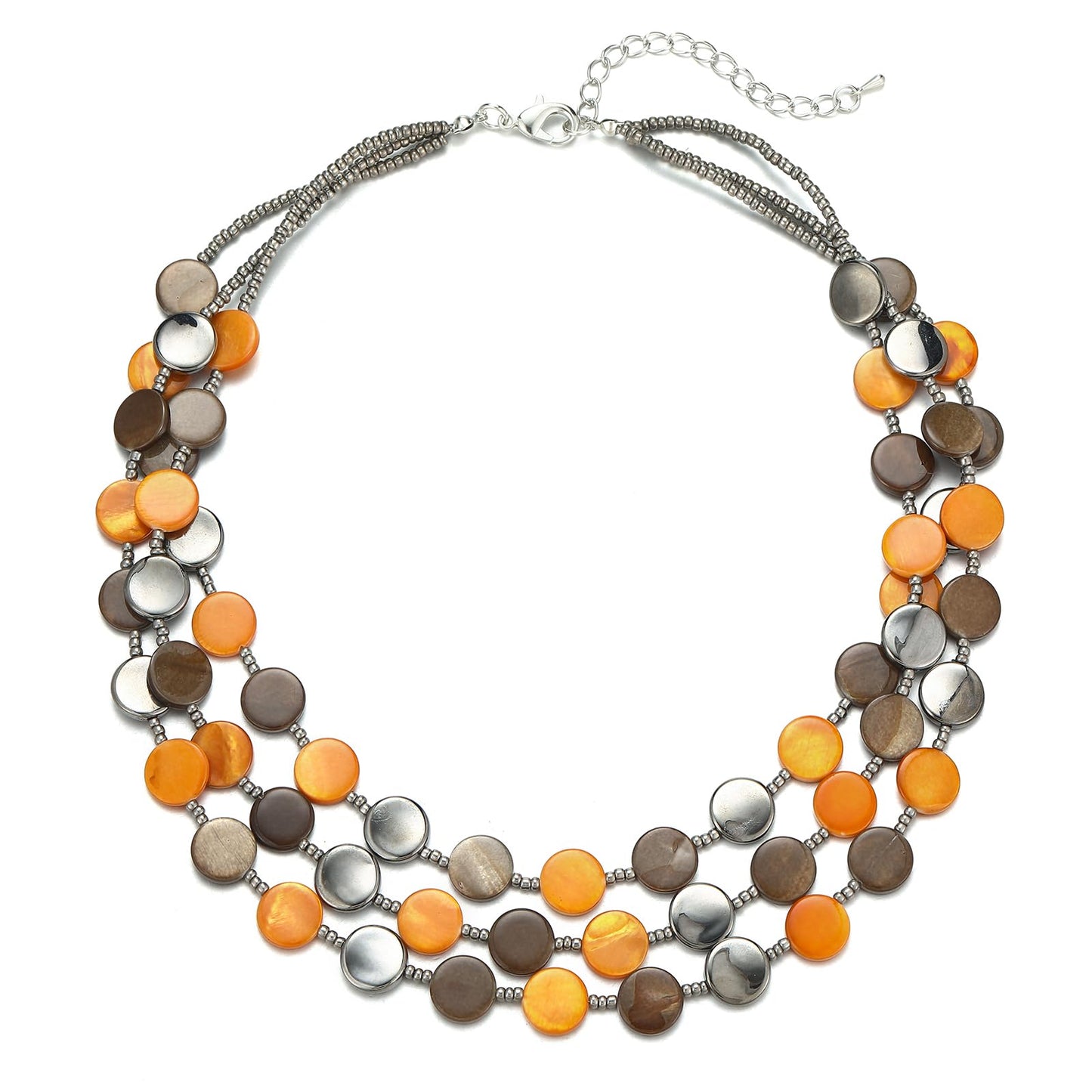 Boho Two-color Shell Layered Chunky Statement Necklace