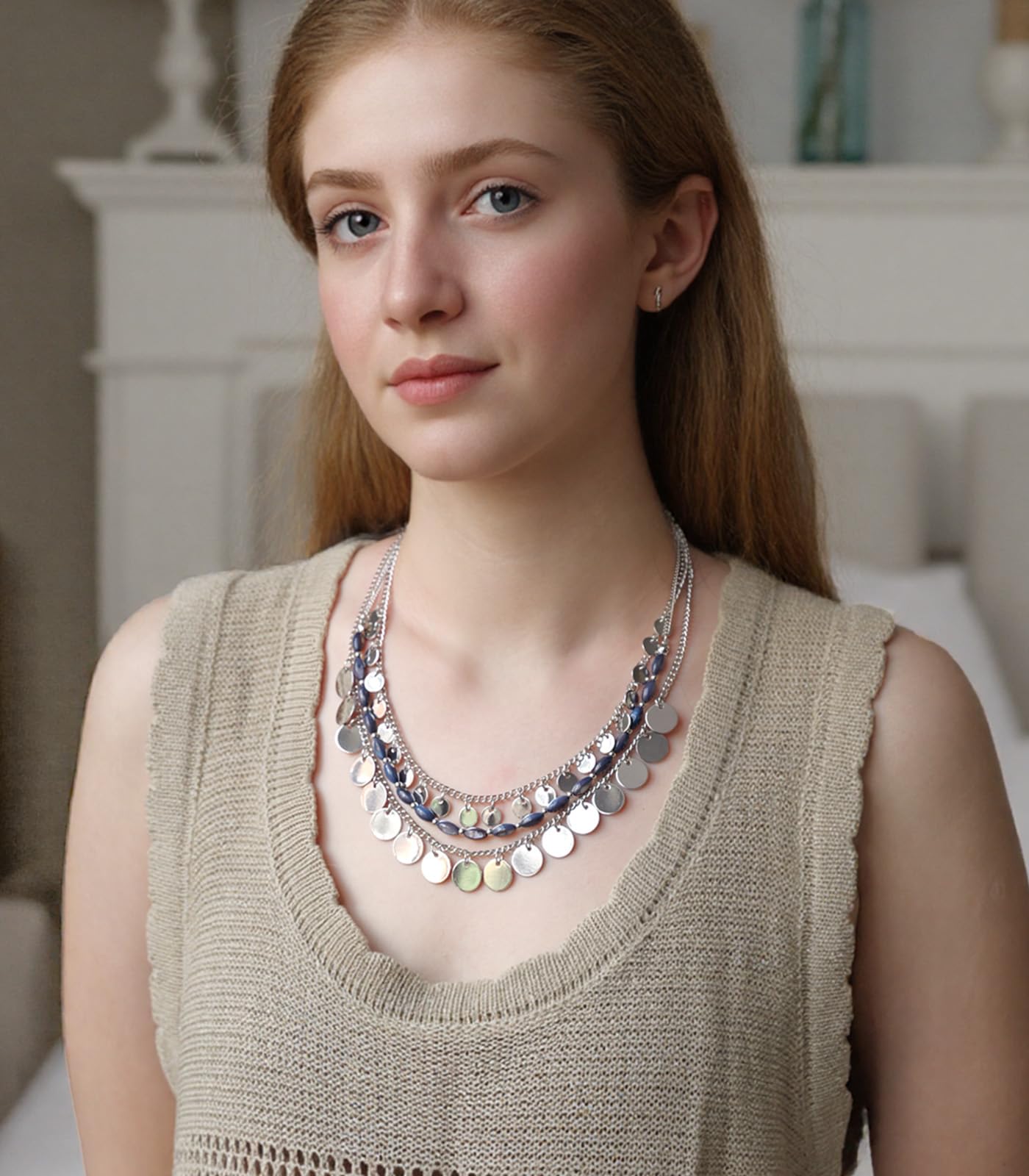 Boho Two-color Shell Layered Chunky Statement Necklace