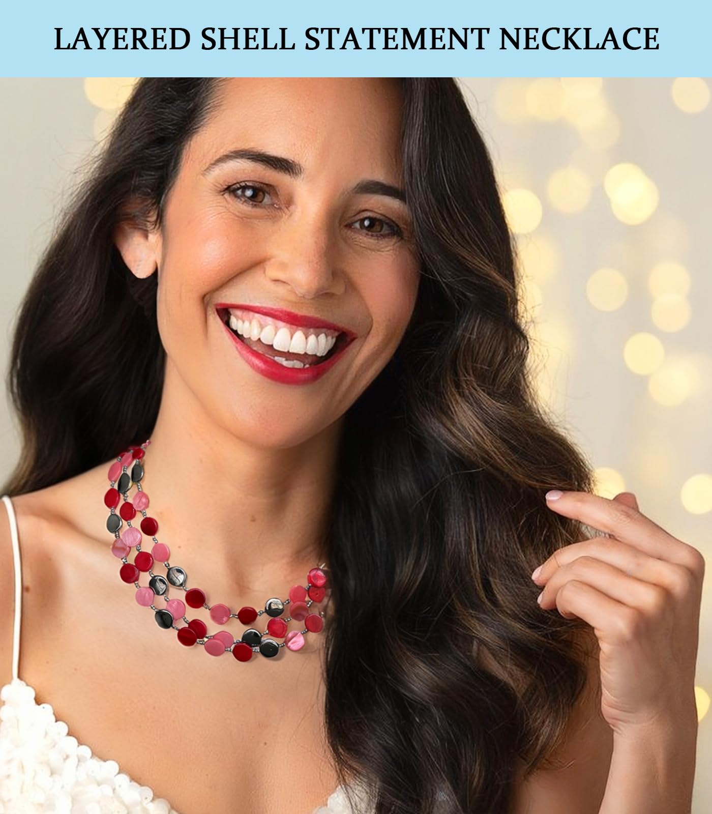 Boho Two-color Shell Layered Chunky Statement Necklace