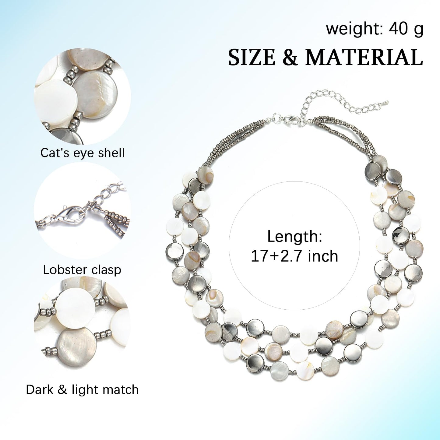 Boho Two-color Shell Layered Chunky Statement Necklace