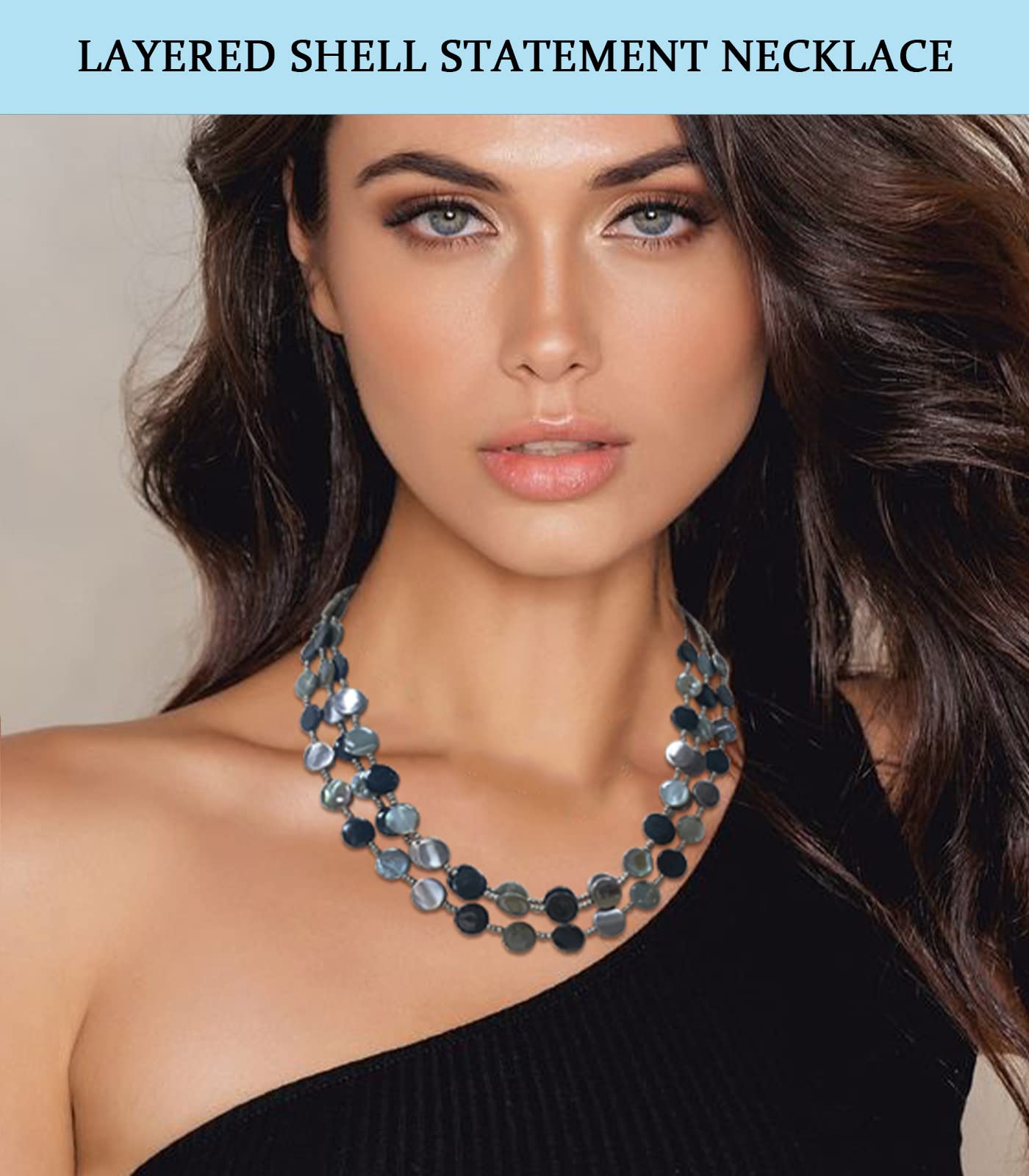 Boho Two-color Shell Layered Chunky Statement Necklace