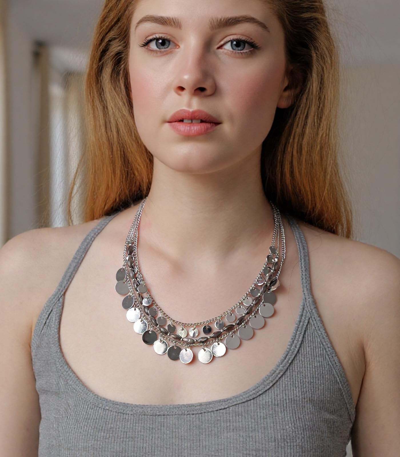 Boho Two-color Shell Layered Chunky Statement Necklace