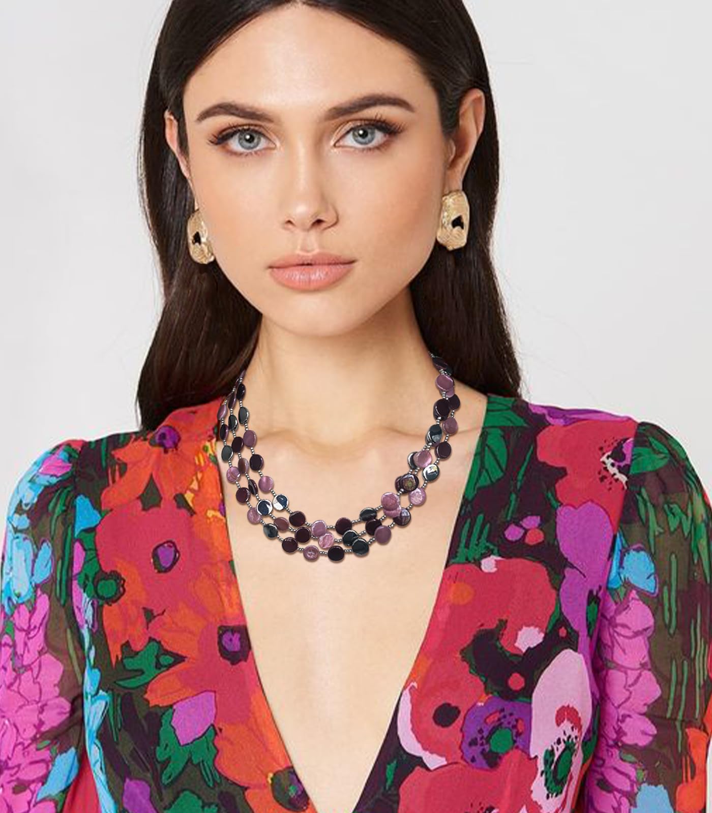 Boho Two-color Shell Layered Chunky Statement Necklace