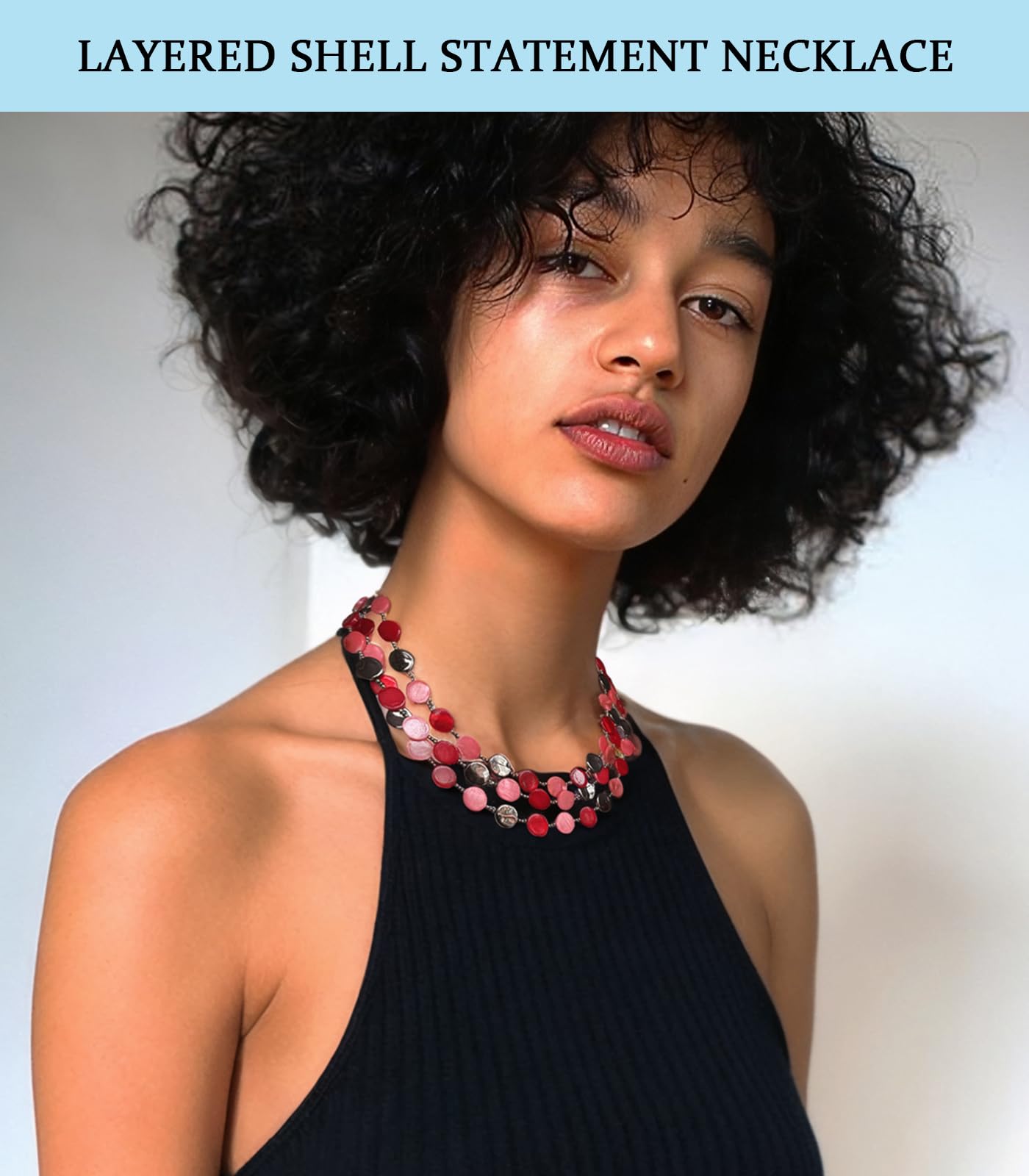 Boho Two-color Shell Layered Chunky Statement Necklace