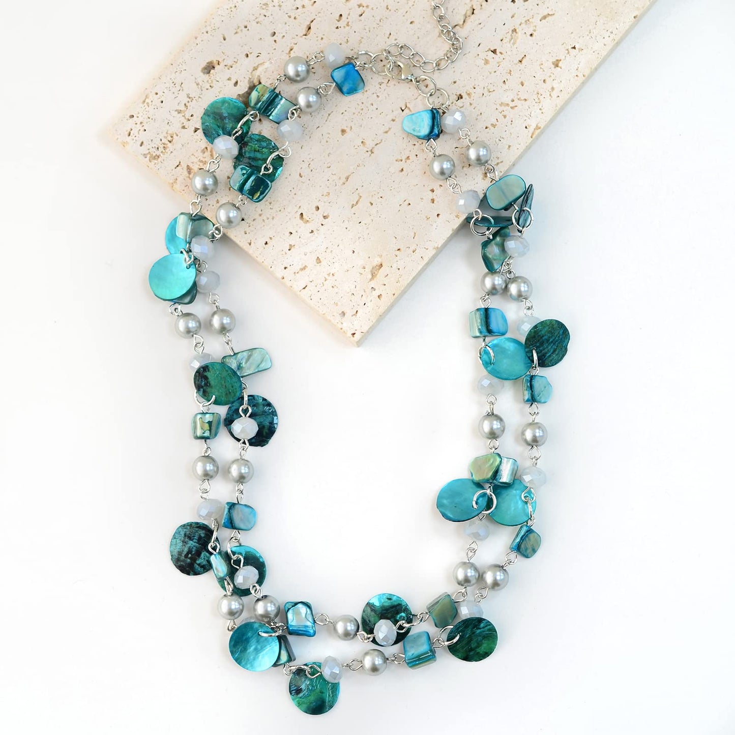 Boho Two-color Shell Layered Chunky Statement Necklace