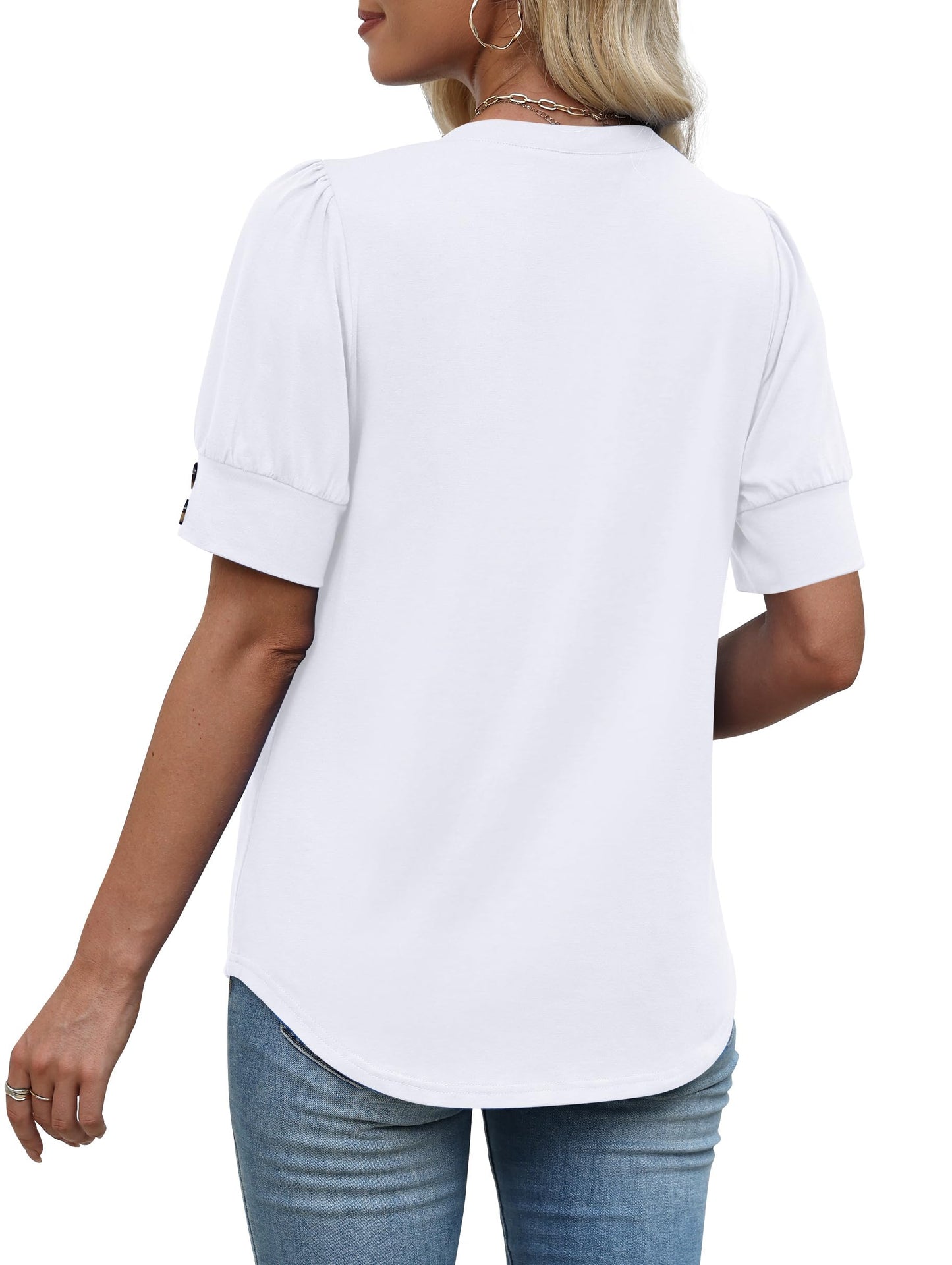 Womens Dressy Casual Short Sleeve V-Neck Shirts