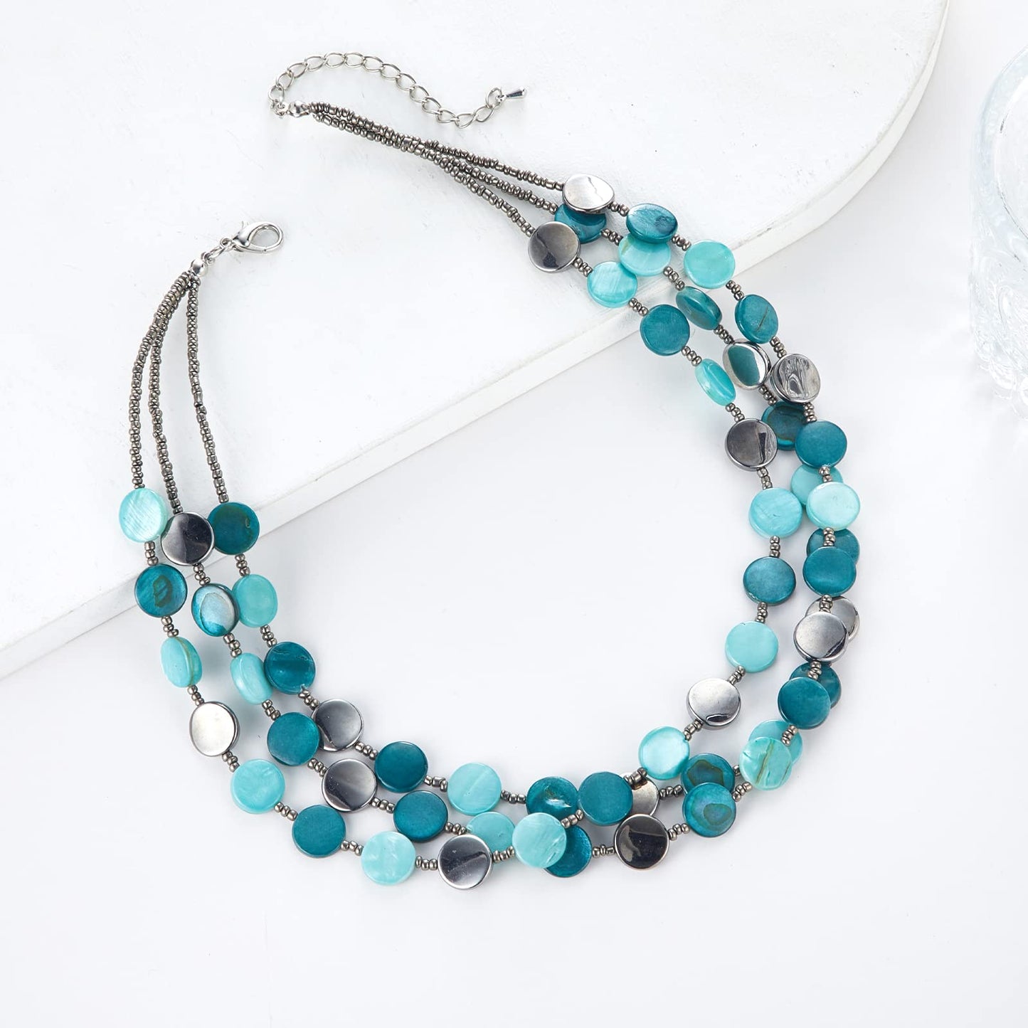 Boho Two-color Shell Layered Chunky Statement Necklace