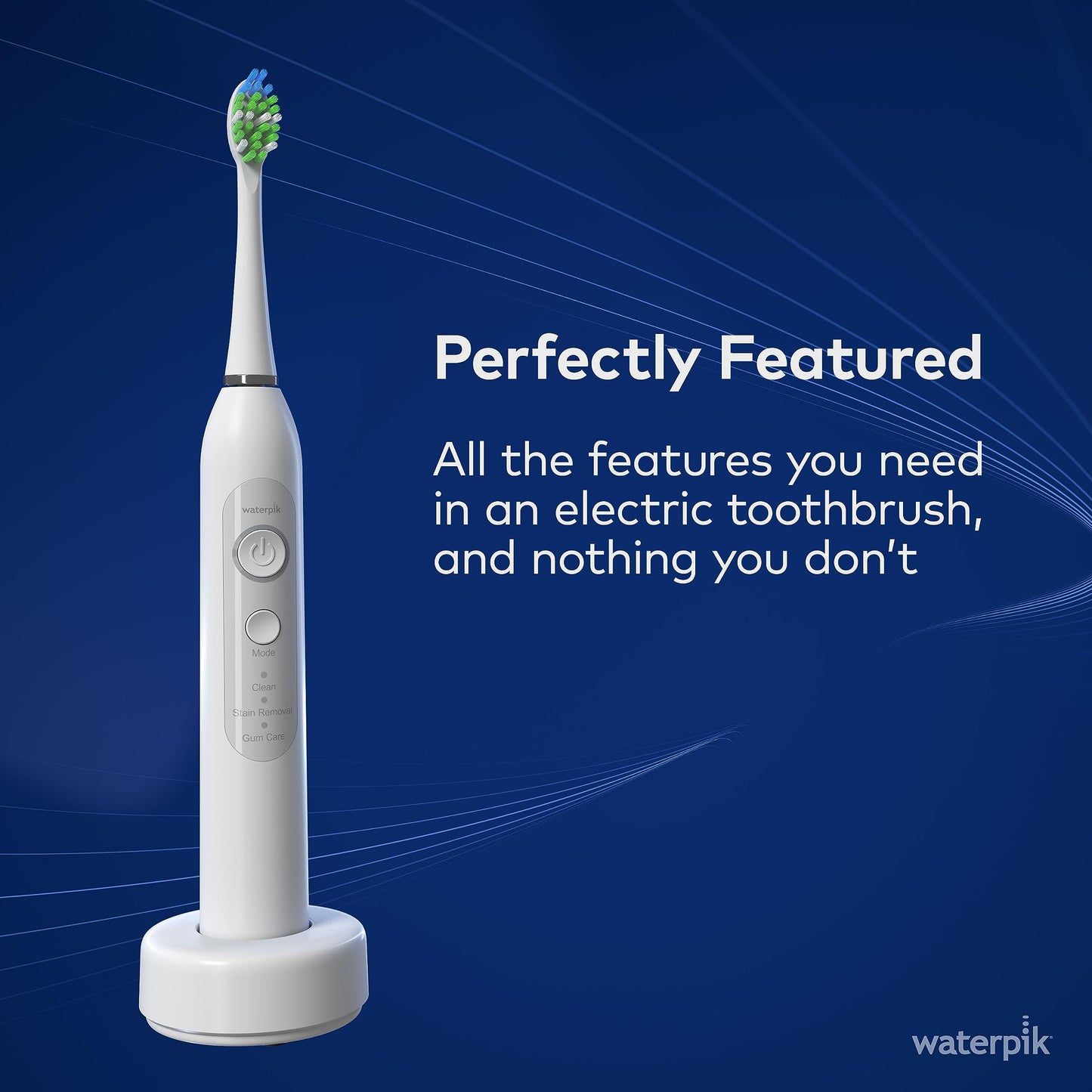 Waterpik Sensonic Sonic Electric Toothbrush, Rechargeable Toothbrush for Adults with 3 Modes, Travel Case, USB Charger, Modern Gray STW-03W027, Packaging May Vary