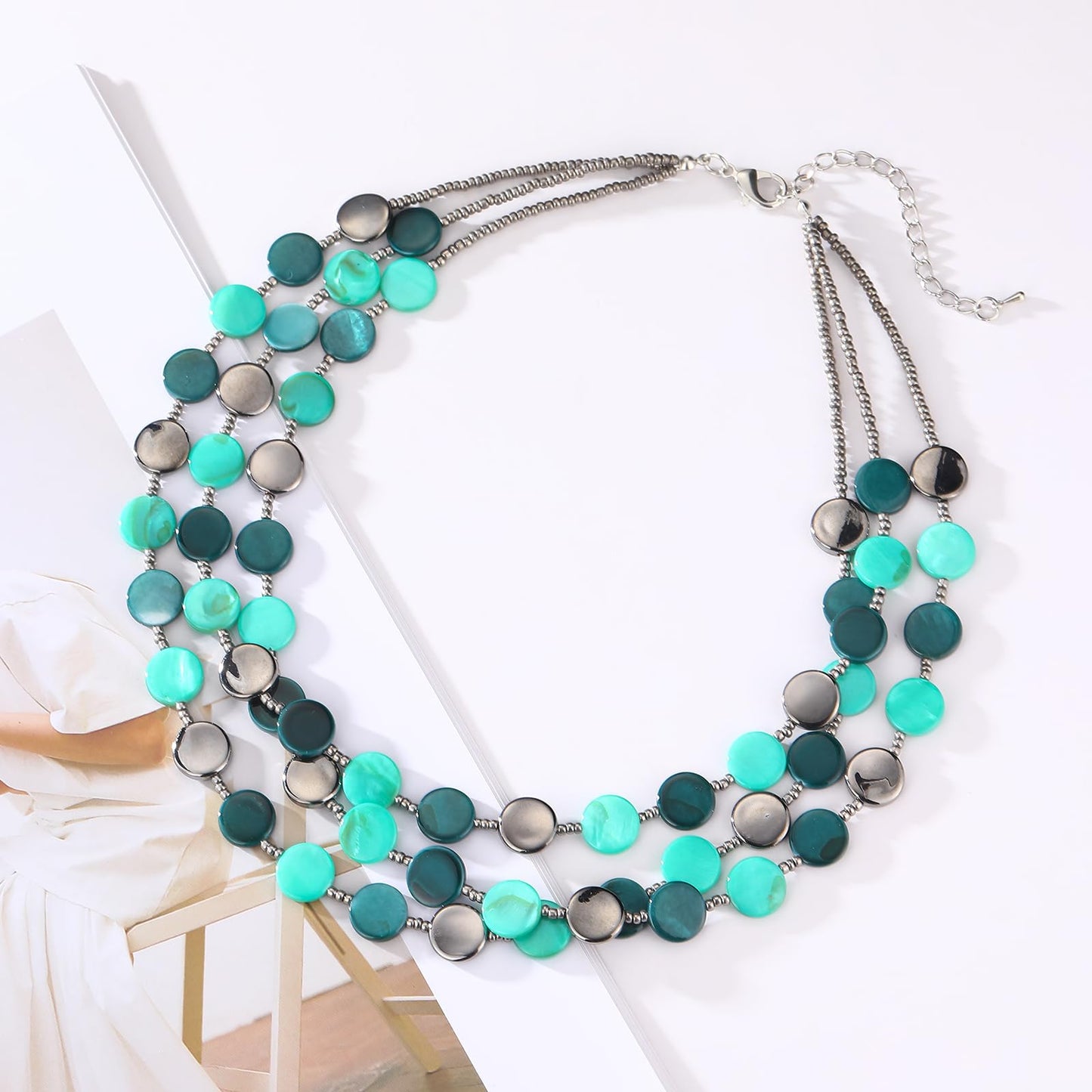 Boho Two-color Shell Layered Chunky Statement Necklace