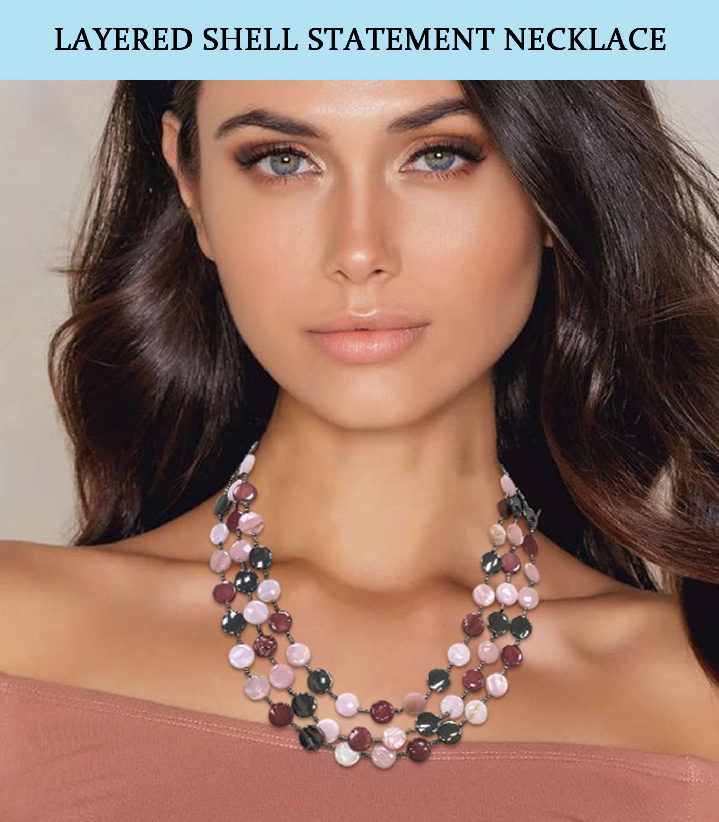 Boho Two-color Shell Layered Chunky Statement Necklace