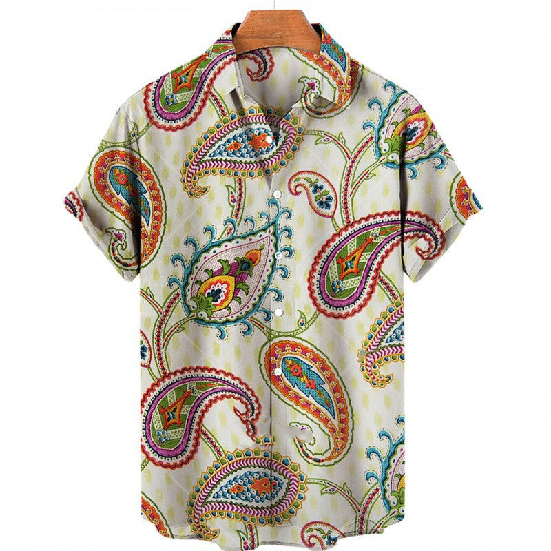 Men's Fashion Print Geometric Shirt Top