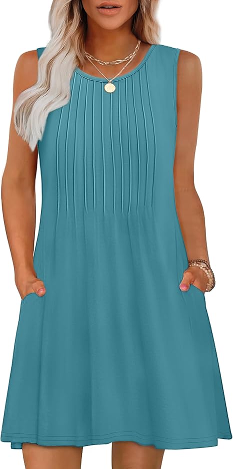 Casual Round Neck Sleeveless Vest Dress