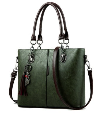 Double-Strap Faux Leather Shoulder Bag Handbag