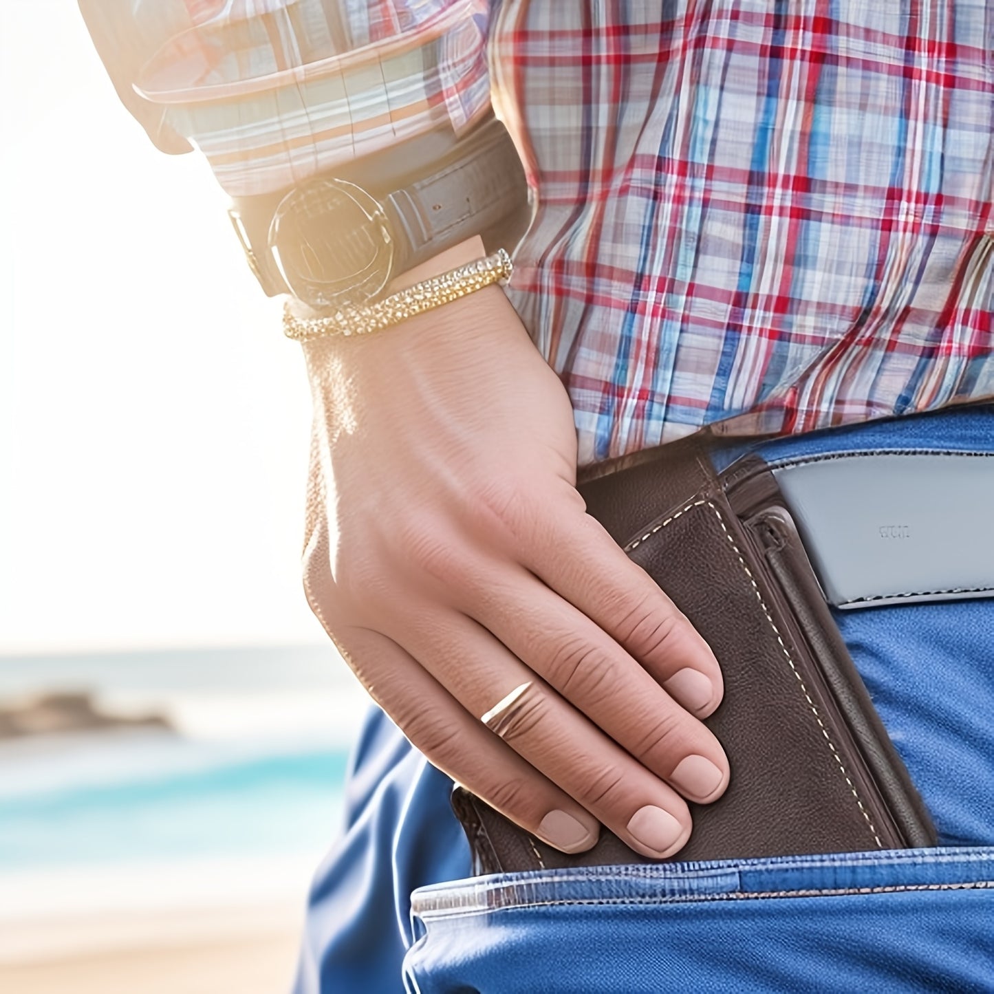 Brown Khaki Men's Leather Wallet