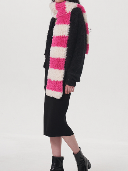 Pink/White Striped Scarf