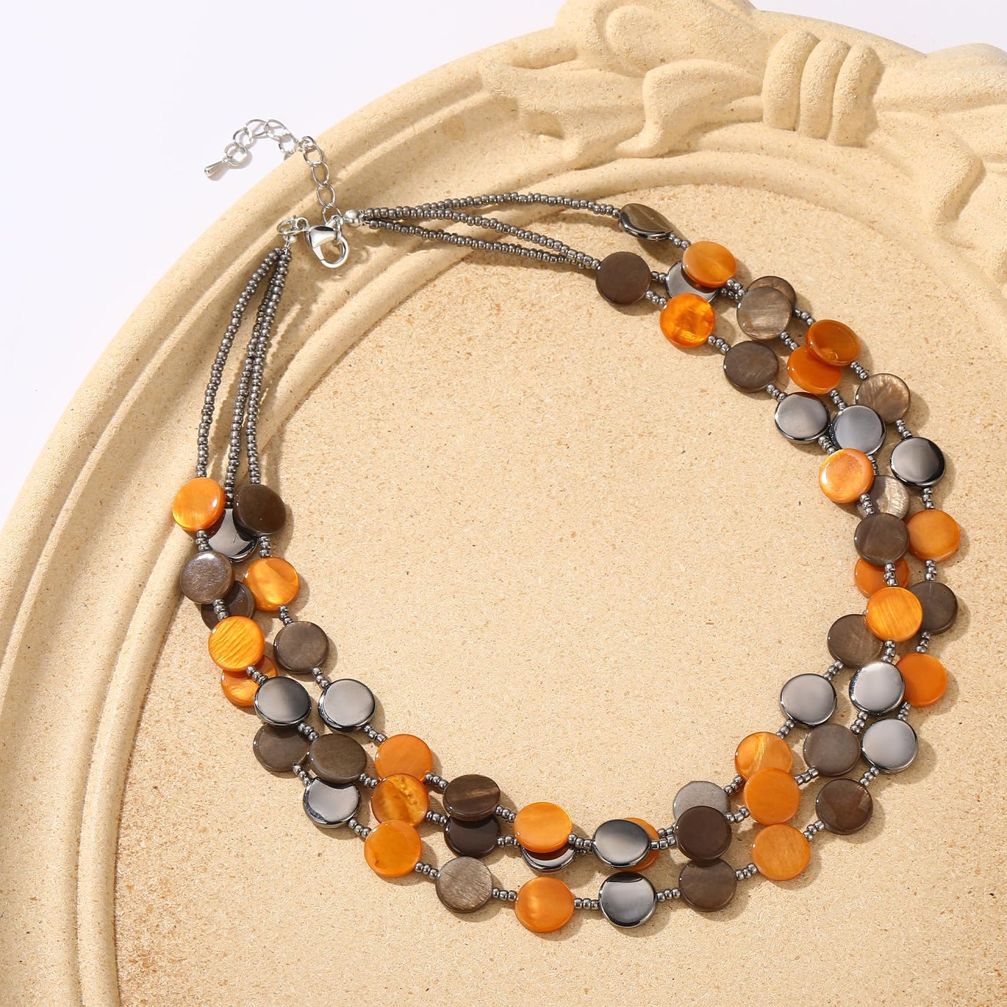 Boho Two-color Shell Layered Chunky Statement Necklace