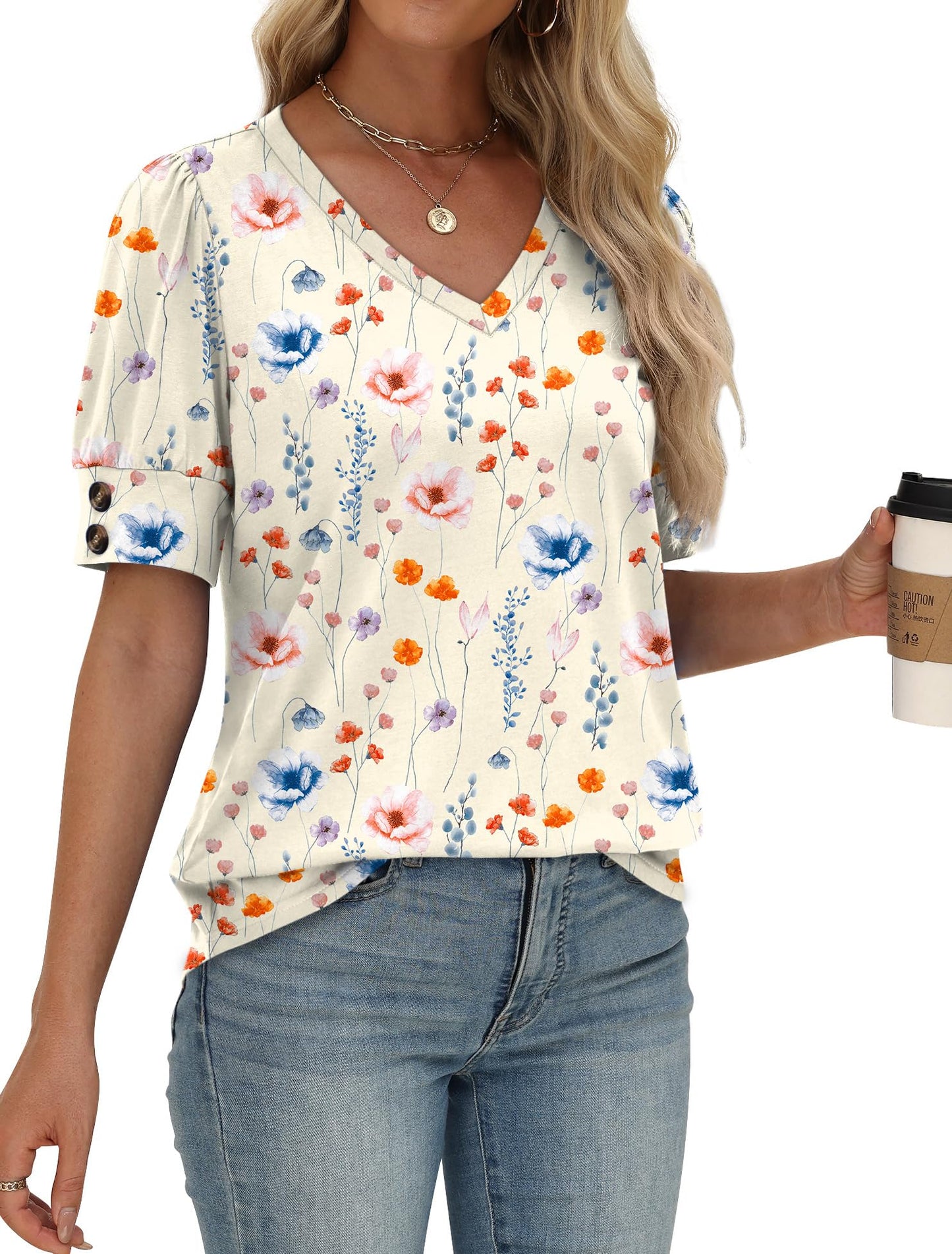 Womens Dressy Casual Short Sleeve V-Neck Shirts
