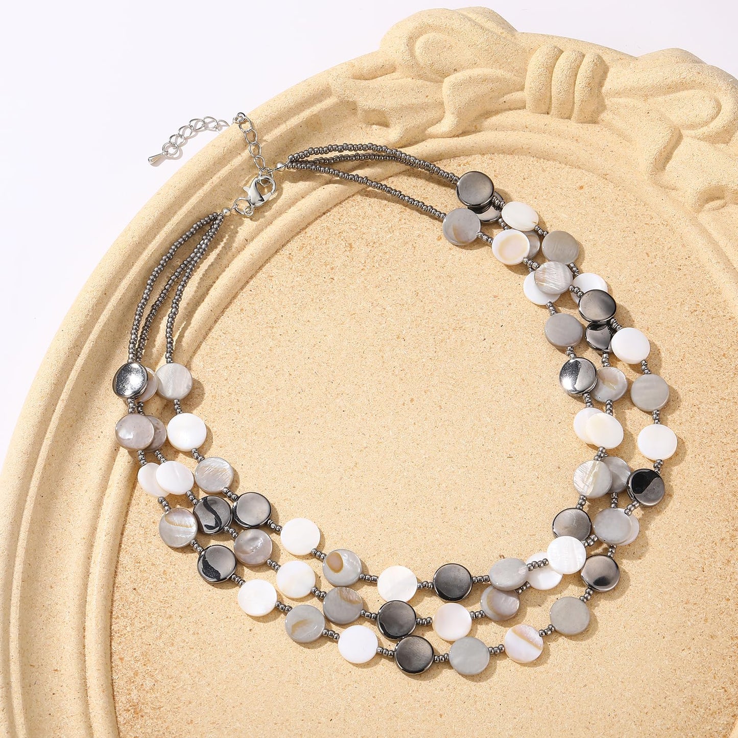 Boho Two-color Shell Layered Chunky Statement Necklace