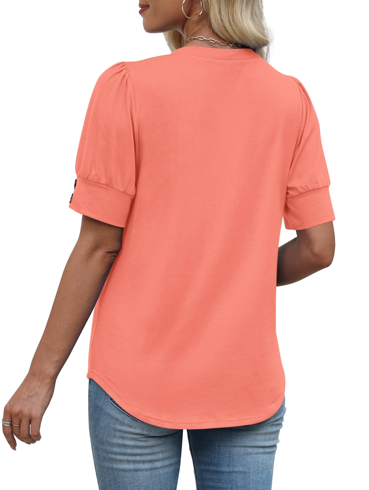 Womens Dressy Casual Short Sleeve V-Neck Shirts