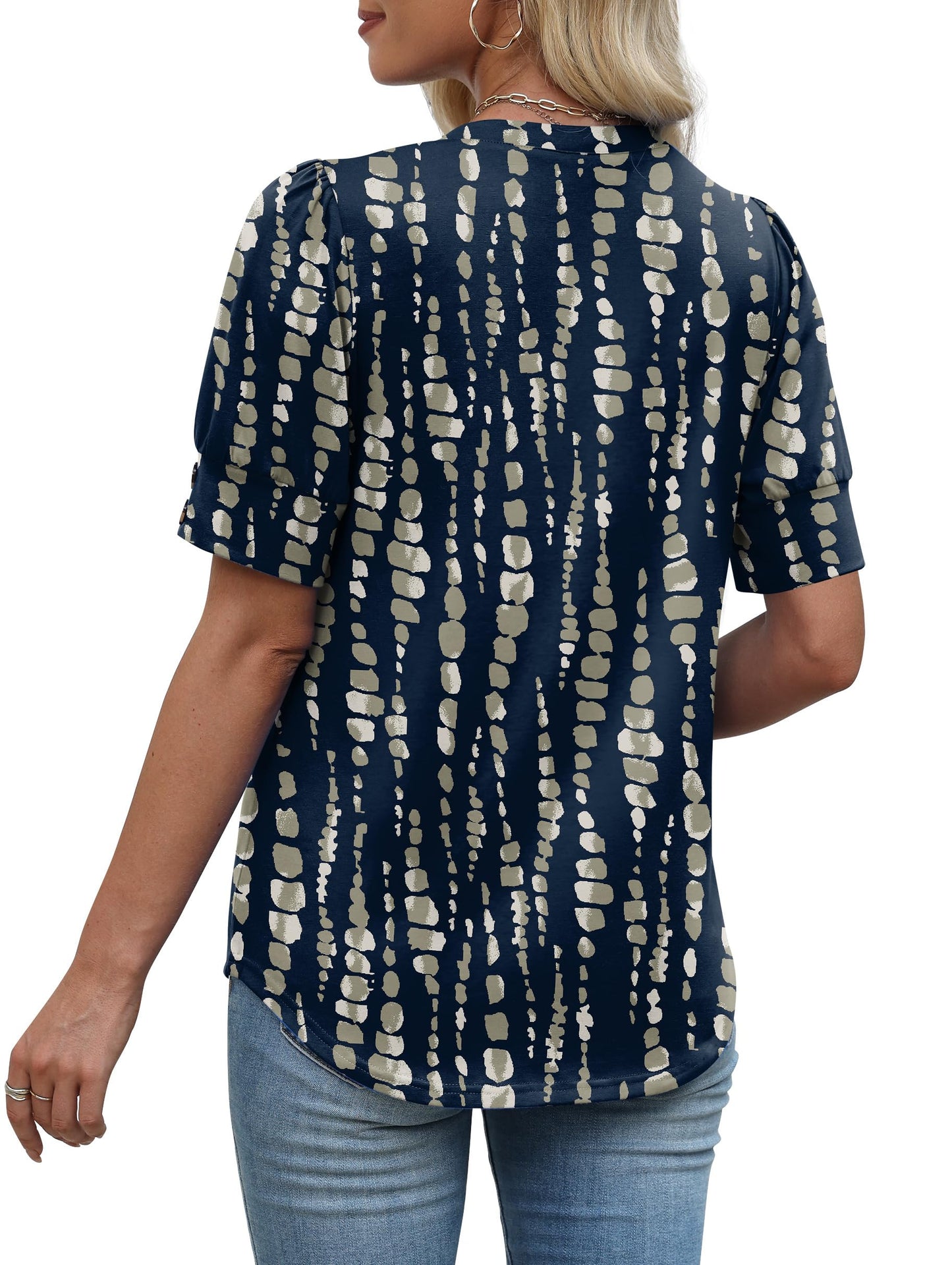 Womens Dressy Casual Short Sleeve V-Neck Shirts