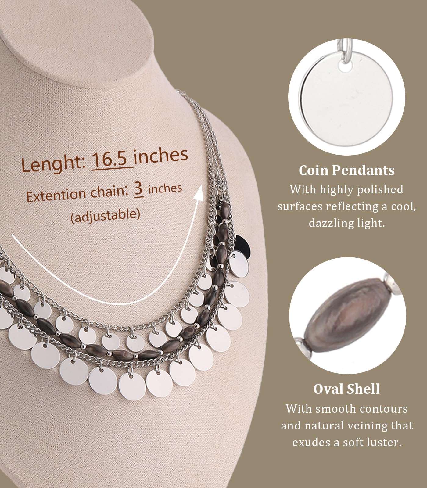 Boho Two-color Shell Layered Chunky Statement Necklace