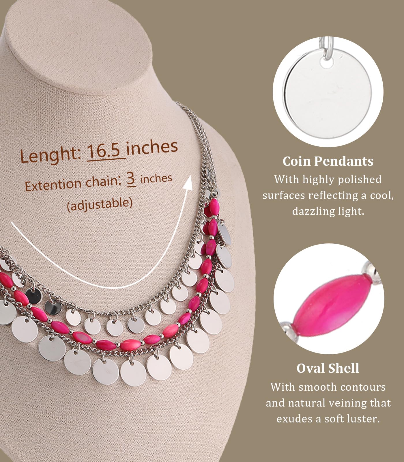 Boho Two-color Shell Layered Chunky Statement Necklace
