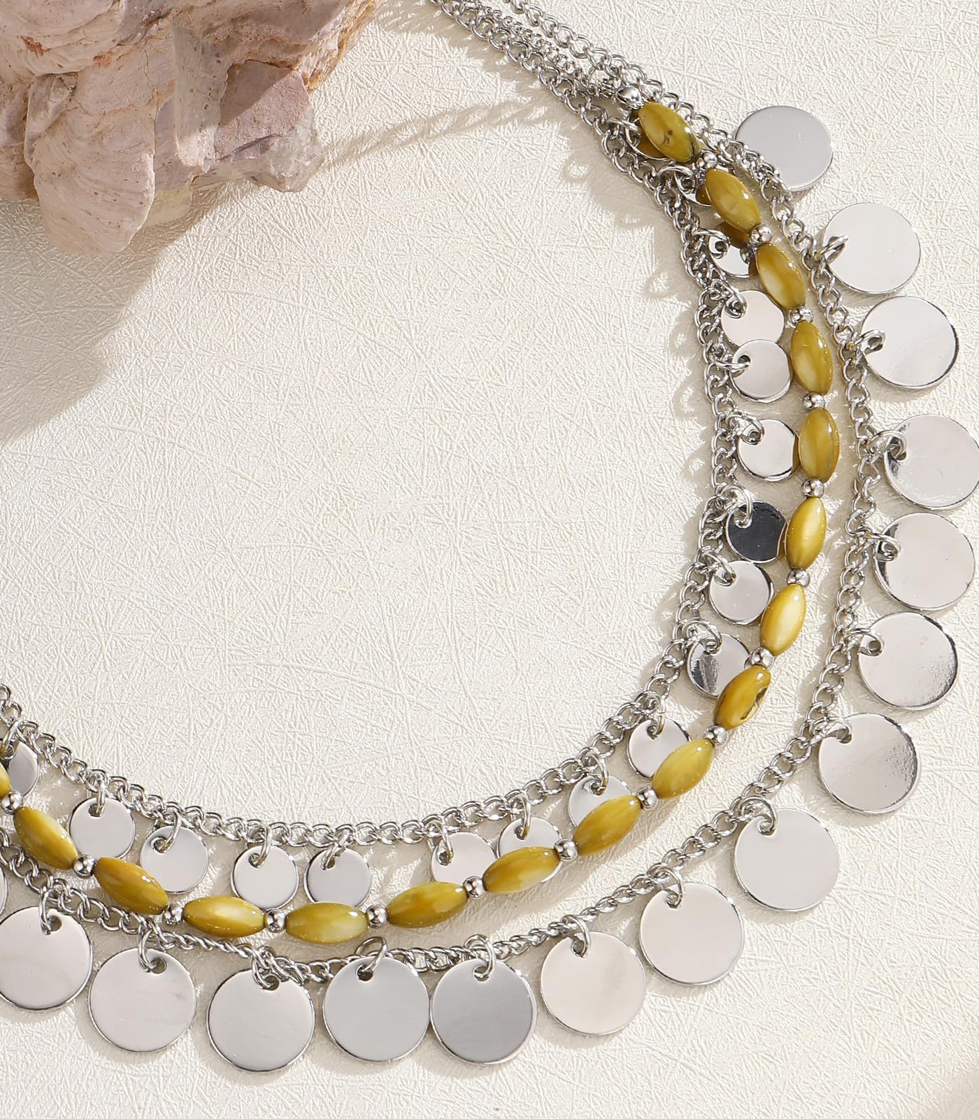 Boho Two-color Shell Layered Chunky Statement Necklace