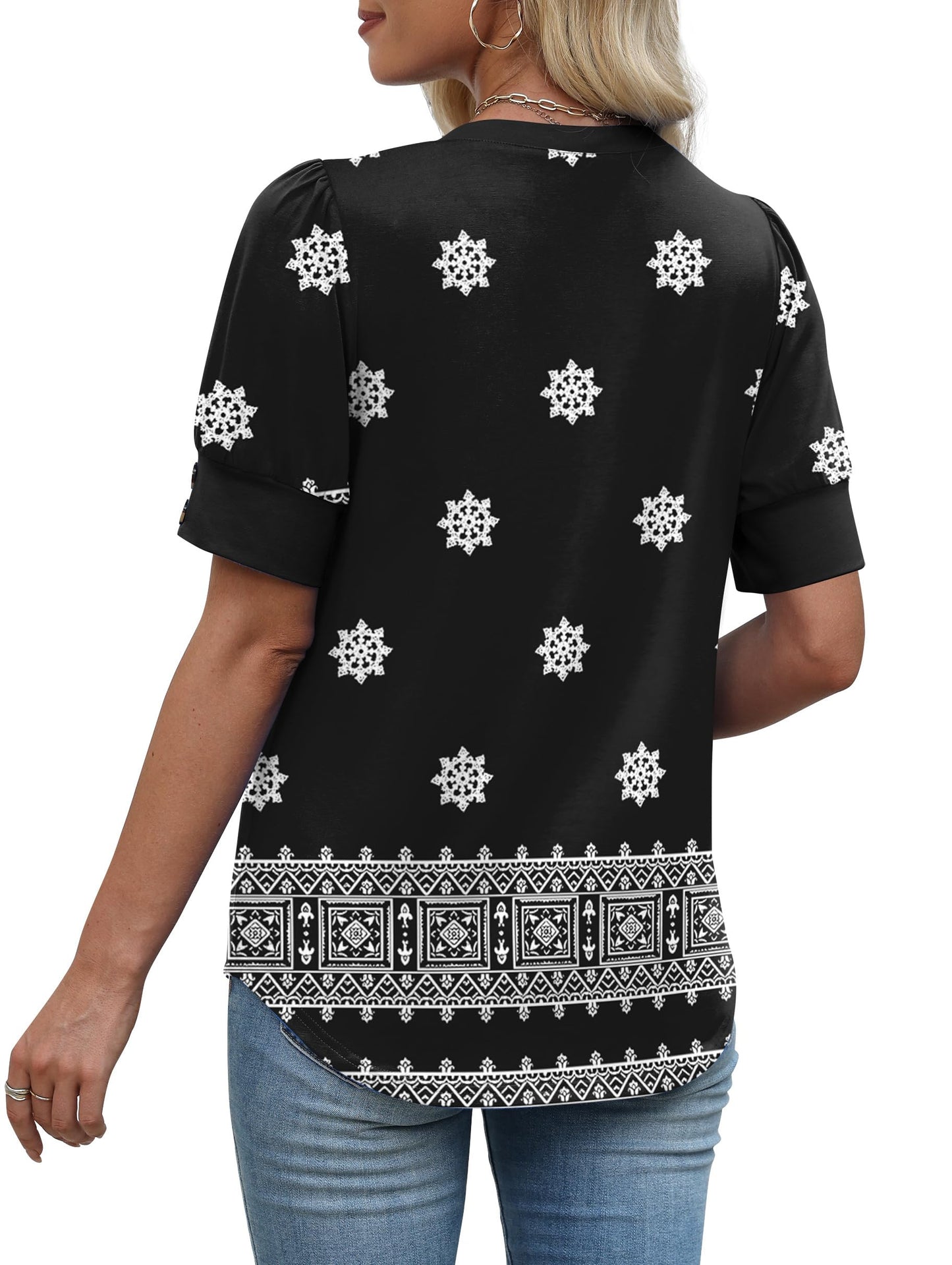 Womens Dressy Casual Short Sleeve V-Neck Shirts