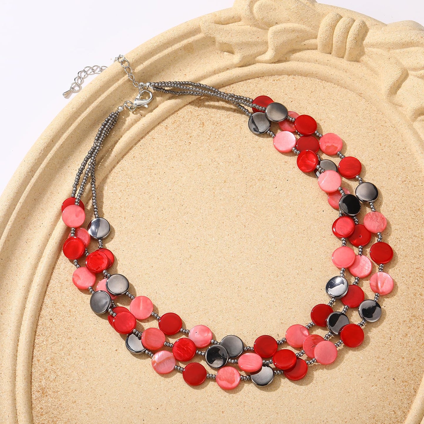 Boho Two-color Shell Layered Chunky Statement Necklace