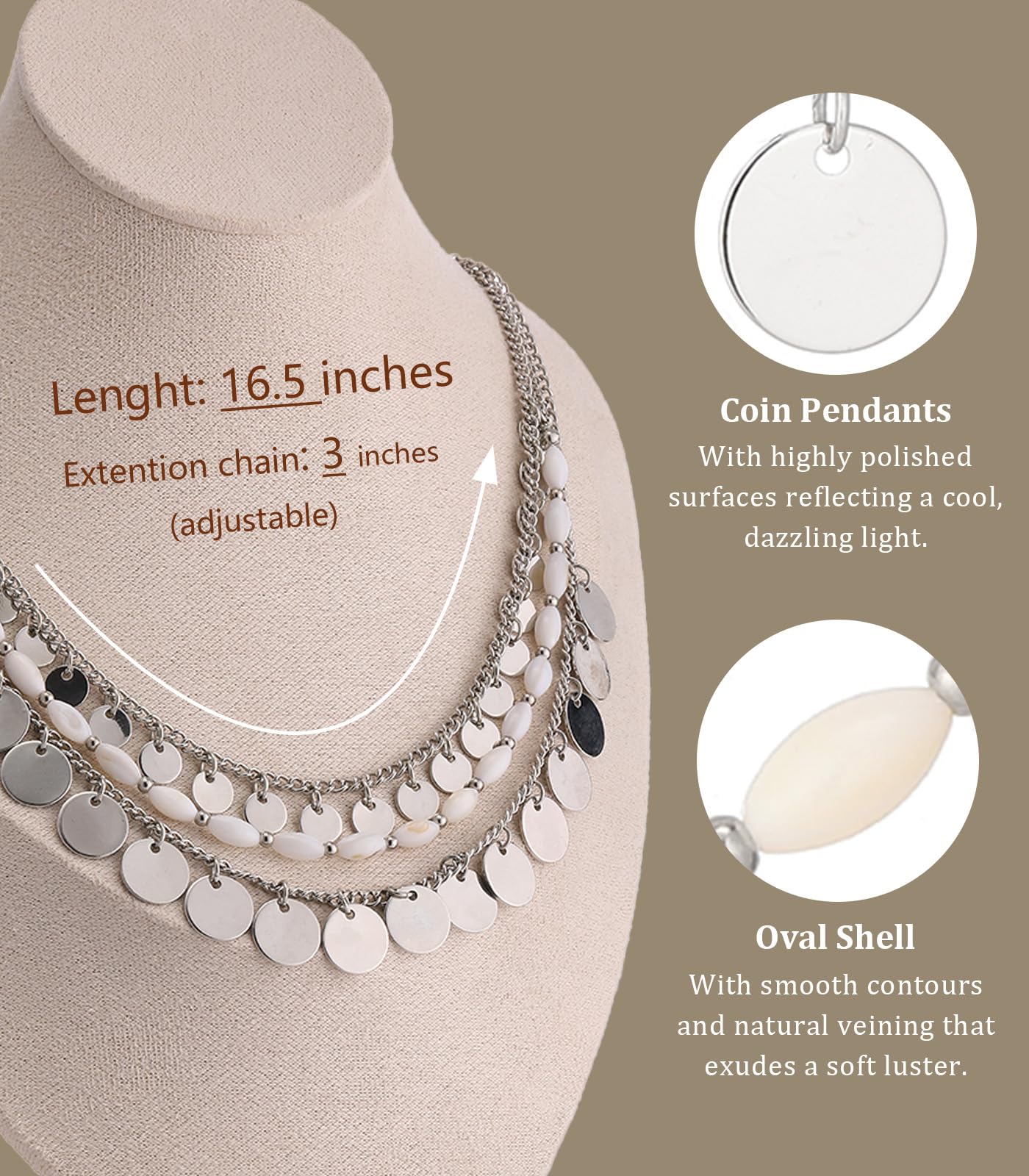 Boho Two-color Shell Layered Chunky Statement Necklace