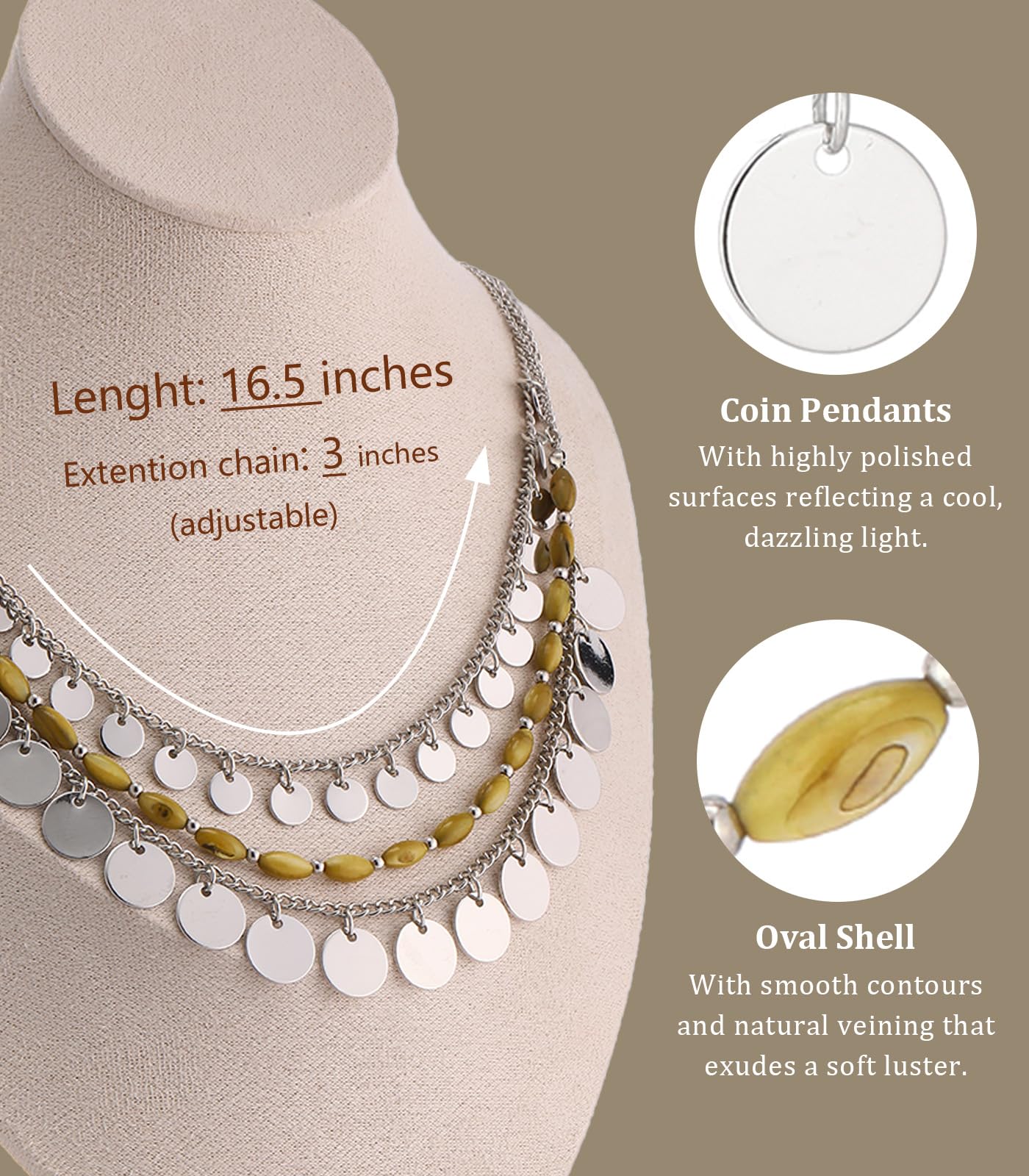 Boho Two-color Shell Layered Chunky Statement Necklace