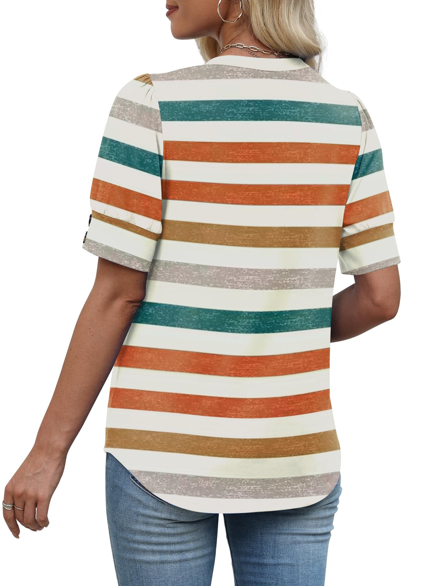 Womens Dressy Casual Short Sleeve V-Neck Shirts