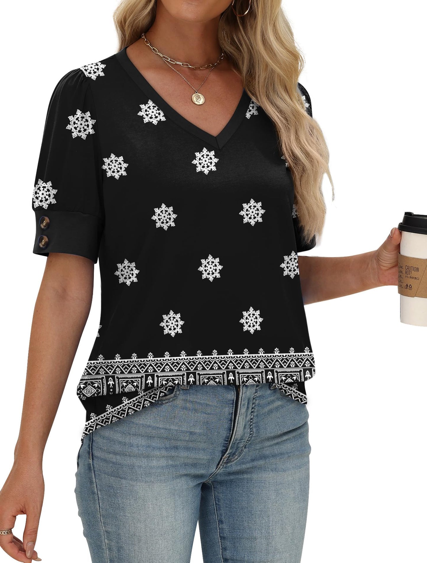 Womens Dressy Casual Short Sleeve V-Neck Shirts