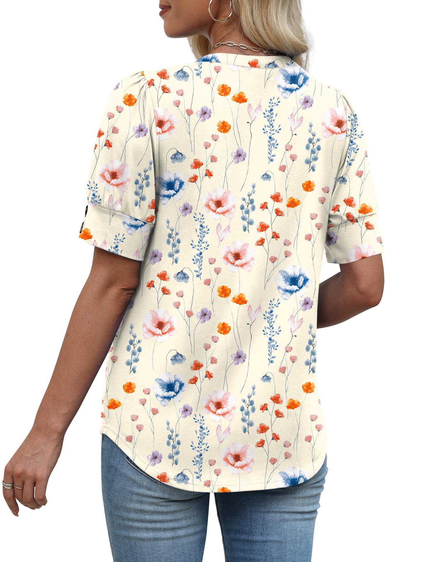 Womens Dressy Casual Short Sleeve V-Neck Shirts