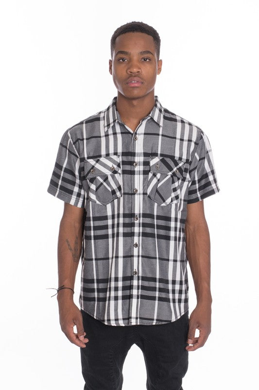 Men's Short Sleeve Checkered Casual Shirt