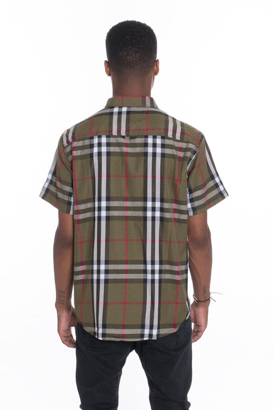 Men's Short Sleeve Checkered Casual Shirt