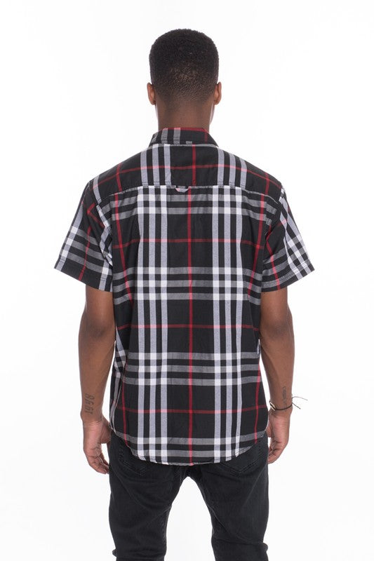 Men's Short Sleeve Checkered Casual Shirt