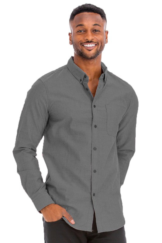 Men's Casual Button Up-Long Sleeve Shirts