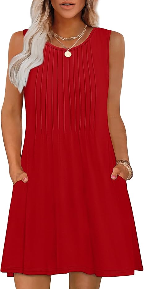 Casual Round Neck Sleeveless Vest Dress