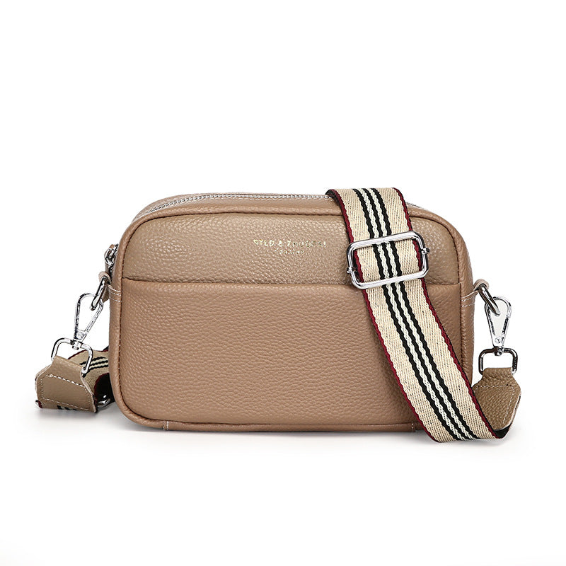 Simple Top Layer Cowhide Square Shoulder Messenger Bag